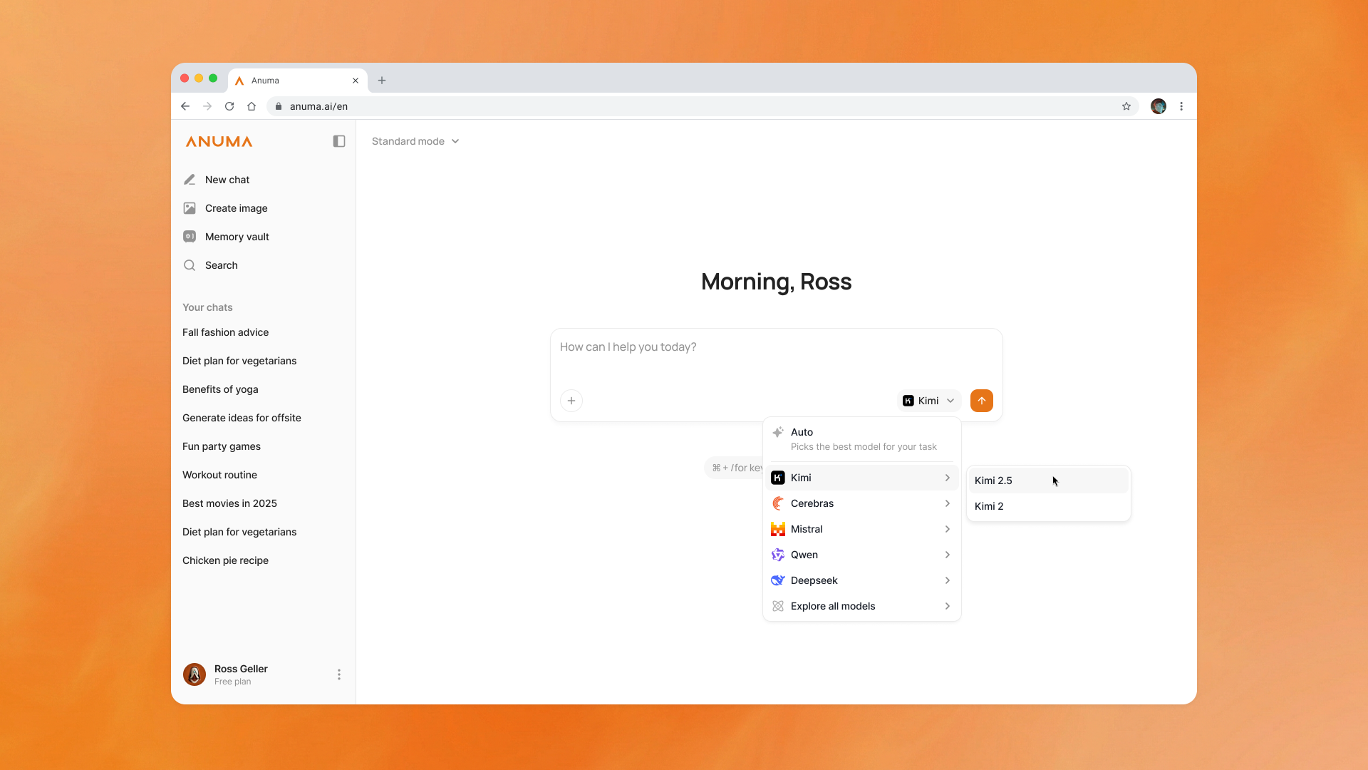 Anuma model selector interface