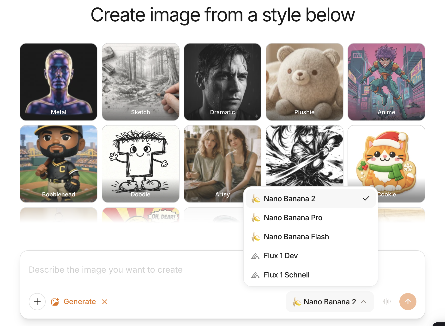 Image Studio — style presets and model selection
