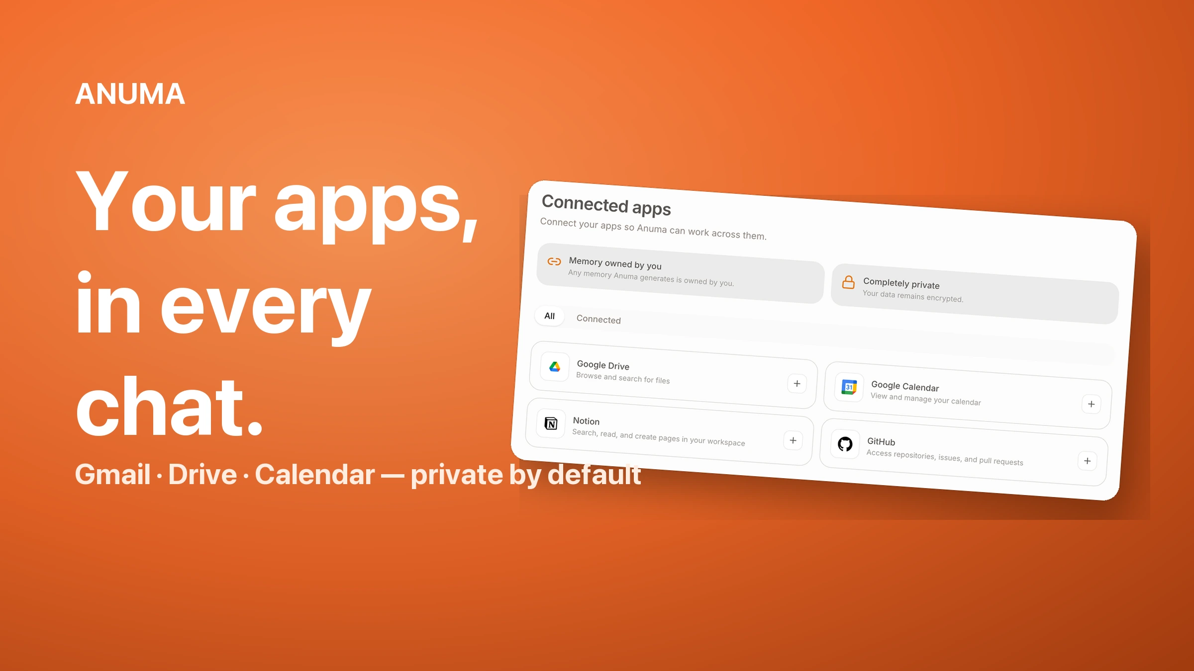 Anuma connects to your apps — and chat starts showing its work